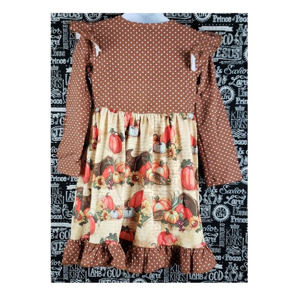 Fall Pumpkin Harvest Thanksgiving Dress NEW 5-6 - Picture 6 of 15